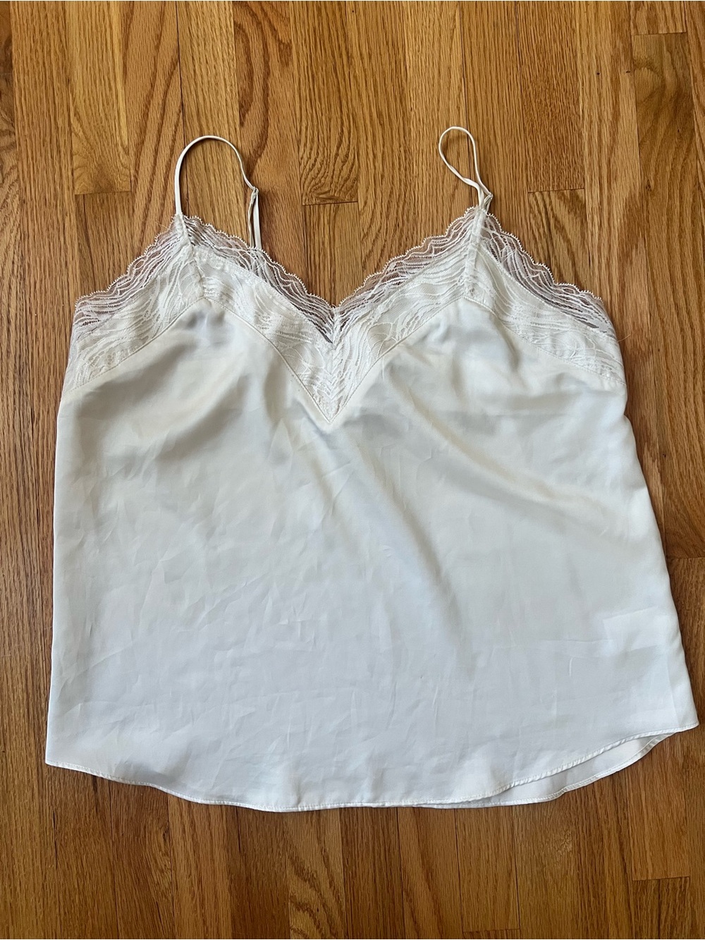 Express Lace Trim V-Neck Cami Tank Top - Cream / Off white